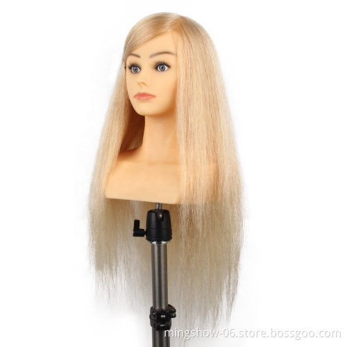 24" Mannequin Head 100% human Hair Blonde Hairdresser Training head